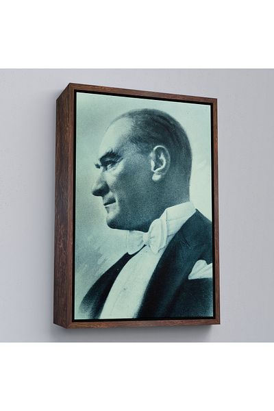 Harita Sepeti Pictură portret Ataturk cu cadru alb Mustafa Kemal Ataturk Pictură decorativă pe pânză dreptunghiulară