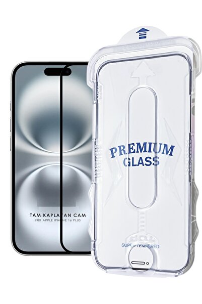 Evax (Magicbox Full) iPhone 16 Plus Compatible Magic Full Covering Glass Screen Protector with Easy Installation Apparatus