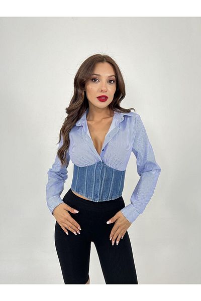 Modayakamoz Model 6963 - Cămașă cu dungi albastre și albe