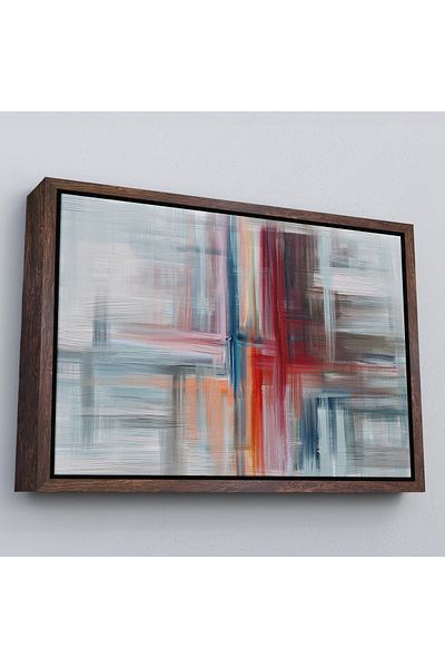 Harita Sepeti Vedere abstractă în ulei cu perie cu șocuri în cadru alb Pictură decorativă pe pânză