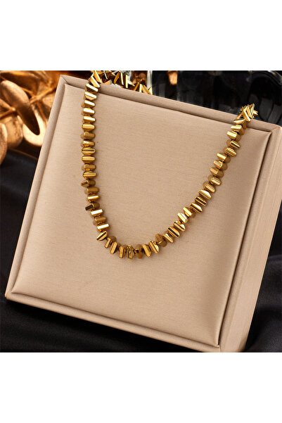 Choice N1818 DIEYURO 316L قلادة مثلثة ذهبية اللون من الفولاذ المقاوم للصدأ للنساء بسلسلة هندسية بسيطة