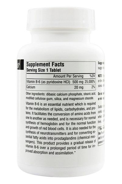 source naturals B-6, 500 mg, 100 Tablets, Source Naturals