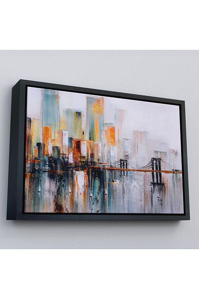 Harita Sepeti Brooklyn Bridge New York Pictură în ulei cu cadru de aur Pictură decorativă
