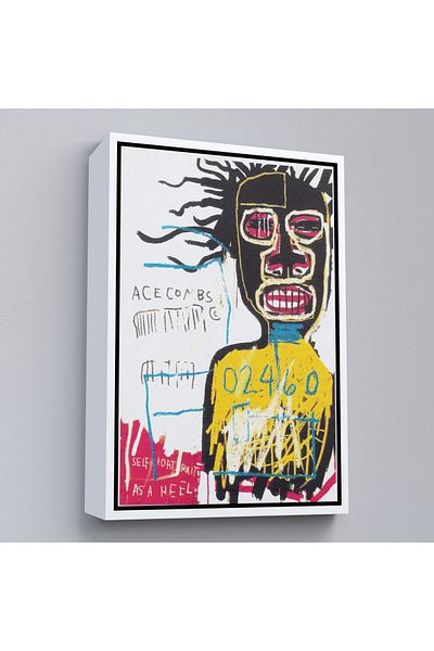 Harita Sepeti Ζωγραφική σε καμβά με λευκό πλαίσιο Jean Michel Basquiat Πορτρέτο του Ιδιώτικο