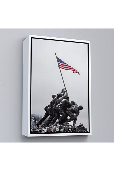 Harita Sepeti Pictură decorativă de perete cu steagul american cu spini soldați cu cadru alb