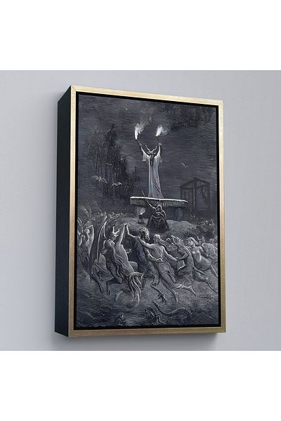 Harita Sepeti Pictură de perete Dance of the Sabbath cu cadru de aur, Gustave Dore