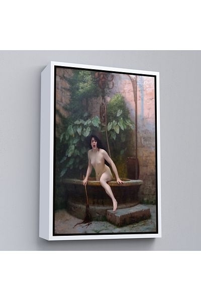 Harita Sepeti Jean-Léon Gérôme cu cadru alb, La Vérité sortant du puits, pictură pe pânză