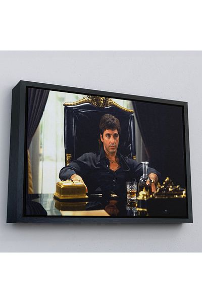 Harita Sepeti Εκτύπωση σε καμβά ιταλικής μαφίας Scarface Alpacino με χρυσό πλαίσιο