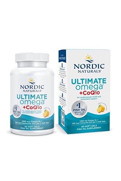 Nordic Naturals Ultimate Omega + CoQ10, Lemon - 60 Softgels - 1280mg Omega-3 & 100mg CoQ10 - Heart & Energy Support