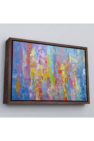 Harita Sepeti Pictură în ulei abstractă texturată înaltă cu cadru alb Aspect pictură decorativă pe pânză
