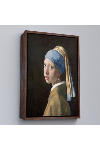 Harita Sepeti Fata cu perle cercei cu rama alba tablou pe panza, pictorul Johannes Vermeer
