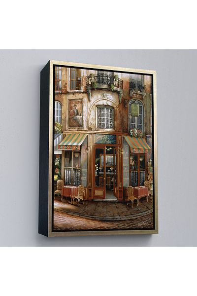 Harita Sepeti Кафяво рамкирано платно за стена Le Petit Bistro