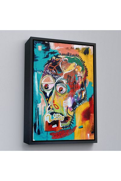 Harita Sepeti Jean Michel Basquiat într-un cadru de aur, craniu fără nume 1981 Pictură pe pânză