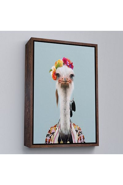 Harita Sepeti Pictură decorativă de perete cu struț în ținută umană cu cadru alb