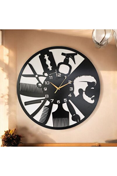 AA Shop Berber Kuaför Ahşap Siyah Renk Sade Sayılı Yılbaşı Hediyelik Sessiz D...