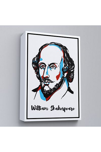 Harita Sepeti Tablou decorativ pe pânză William Shakespeare cu cadru alb