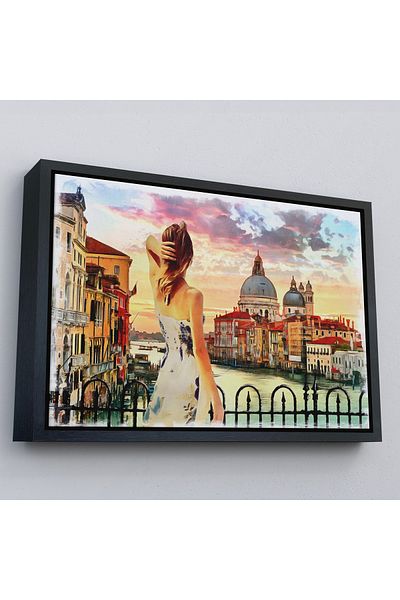 Harita Sepeti Rama aurie Veneția te Canal Fata care se uită la pictură în ulei Vedere Decorativă Pictură murală pe pânză