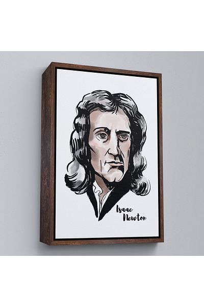 Harita Sepeti White Framed Isaac Newton Decorative Canvas Print