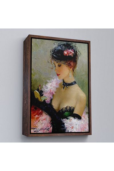 Harita Sepeti Femeie frumoasă care face machiaj în cadru alb Pictură decorativă de perete