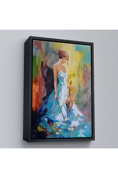 Harita Sepeti Femeie care cântă pe vioară cu cadru de aur Pictură decorativă de perete