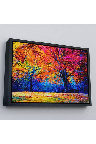 Harita Sepeti Arbori de toamnă în cadru de aur Vizualizare pictură în ulei Pictură decorativă pe pânză