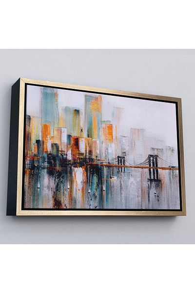 Harita Sepeti Brooklyn Bridge New York Pictură în ulei cu cadru de aur Pictură decorativă