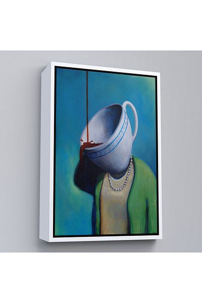 Harita Sepeti Picior de băut cafea cu cadru alb Pictură decorativă de perete pentru femei