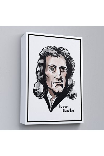 Harita Sepeti White Framed Isaac Newton Decorative Canvas Print