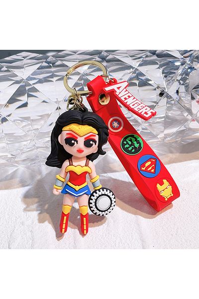 Hot Toys 5 سلسلة مفاتيح من السيليكون على شكل بطل خارق من الرسوم المتحركة ثلاثية الأبعاد باتمان وسوبرمان وفلاش ووندر ومان.