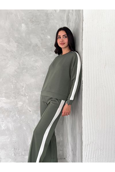 sportiness Geni̇Ş Şeri̇Tli̇ Soft Texture Modal Fabric Tracksuit Set