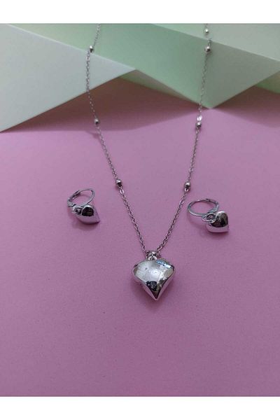 takıbahçesi Made with Love Heart Silver Color Chain Necklace