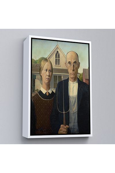 Harita Sepeti American Gothic Style Canvas Painting with White Frame