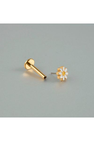 Choice 1.2x8mm G-HY252J 1PC ASTM F136 Titanium Push-in Flower Cross Ear Helix Tragus Flat Back Earring Thre