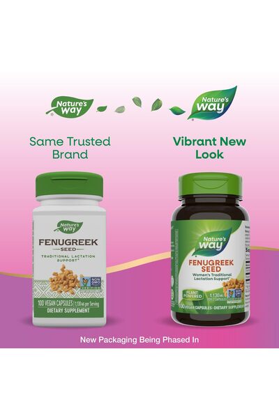 Nature's Way Fenugreek Seed, Lactation Support, Non-GMO, Vegan, 100 Capsules (Packaging May Vary)