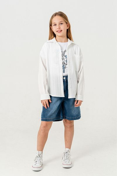 GİYİCEM TEKSTİL Female Child Single Pocket Shirt T-Shirt Two Piece Set 1802