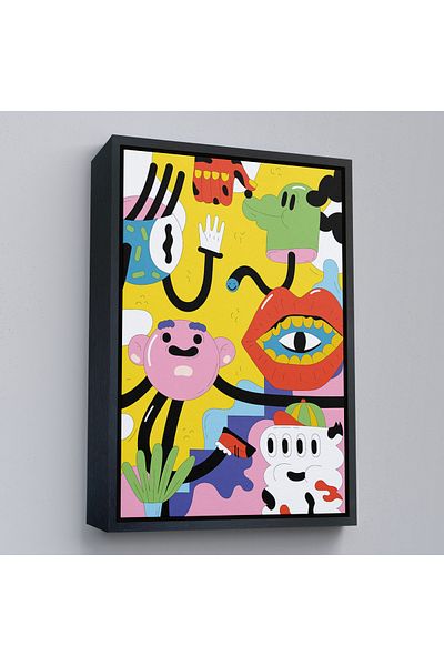 Harita Sepeti Pictură iconică Pop Art Alien cu cadru auriu