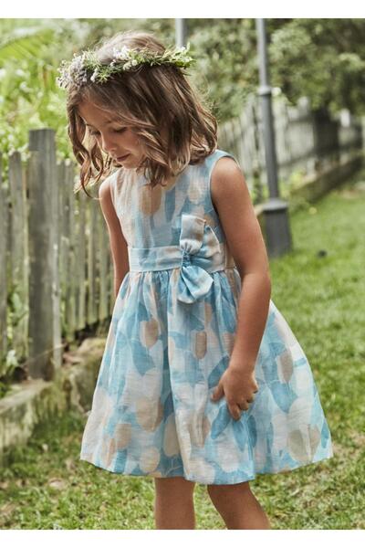 MAYORAL Çiçek Baskılı Keten Kız Çocuk Elbise_mnvs3913