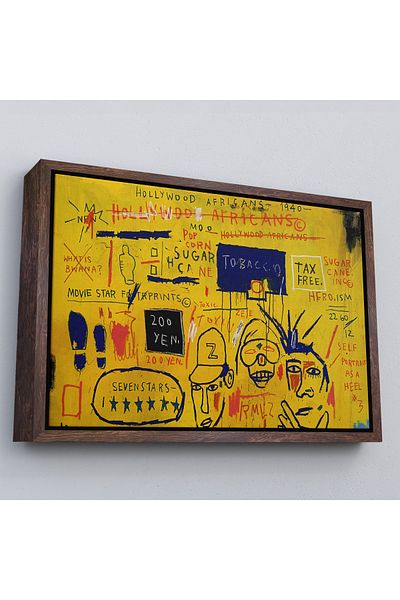 Harita Sepeti Jean Michel Basquiat με λευκό πλαίσιο, Αφρικανοί του Χόλιγουντ 1983 Πίνακας σε καμβά