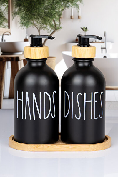 naturelove Dozator de săpun lichid cu bază și cap din bambus, recipient pentr...