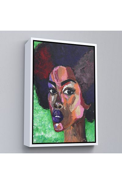 Harita Sepeti African Woman Portrait Pop Art Wall Painting with White Frame