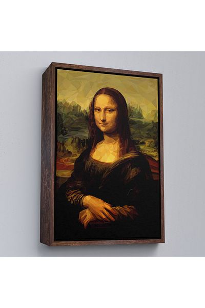 Harita Sepeti Mona Lisa Leonardo Da Vinci Painting with White Frame Decorative Canvas Wall Painting