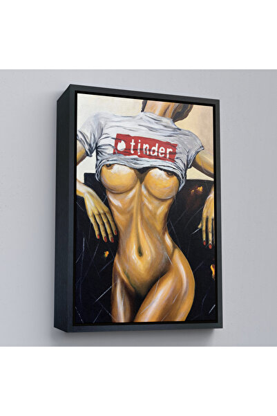 Harita Sepeti Crna uokvirena ženska uljana slika na platnu