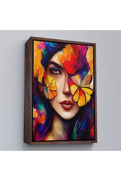 Harita Sepeti Pictură decorativă de perete cu flori și femei cu cadru alb