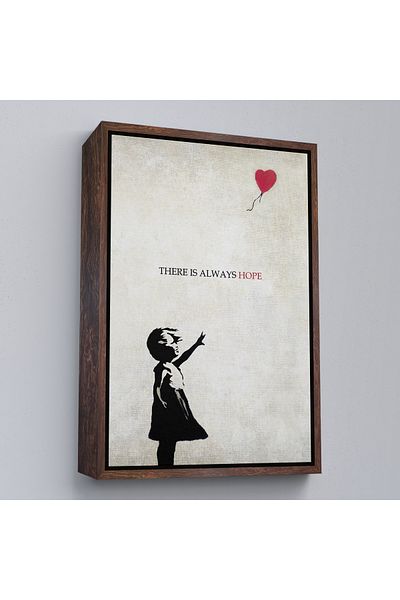 Harita Sepeti Fata cu balon roșu Banksy cu cadru alb, pictură decorativă modernă pe pânză