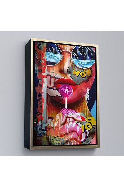 Harita Sepeti Pop Art Street Art Colorat Femei Decorativ Pictură murală cu cadru auriu