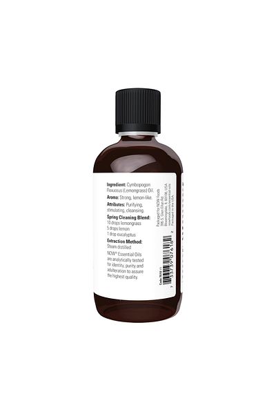Now Foods NOW Lemongrass Essential Oil, 100% Pure, Vegan, 4-Ounce, Child Resistant Cap