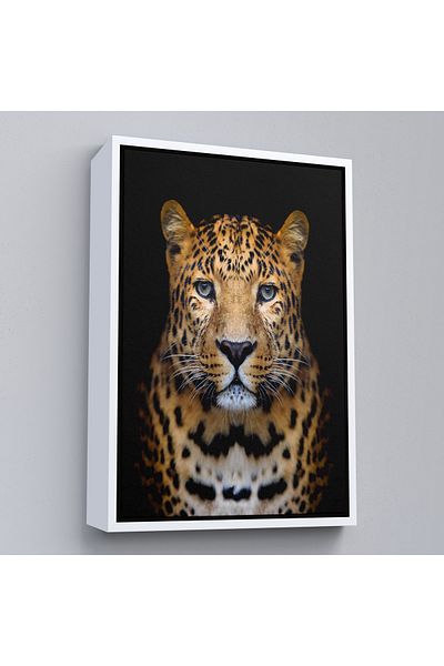 Harita Sepeti Tablou decorativ pe pânză leopard cu cadru alb