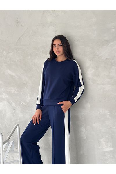 sportiness Wide Stripes Soft Texture Modal Fabric Tracksuit Set