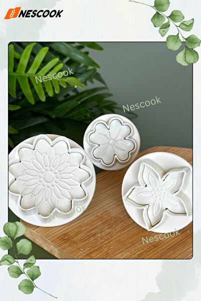 Neskuk 3 قطع من قوالب تزيين الحلوى على شكل زهرة صغيرة، قالب تزيين على شكل كعك...