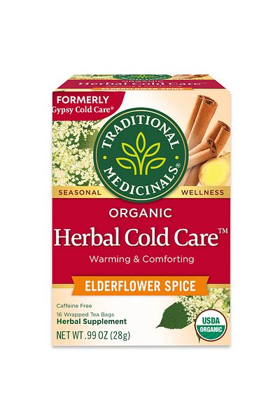 TRADITIONAL MEDICINALS شاي، علاج عشبي عضوي لنزلات البرد، يوفر الراحة المهدئة، 16 كيس شاي